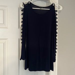 Women’s Navy Long Sleeve Cold Shoulder Jersey Top (small)